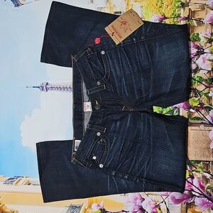 True Religion Dark Indigo Straight Leg Jeans Tony Size 28 New